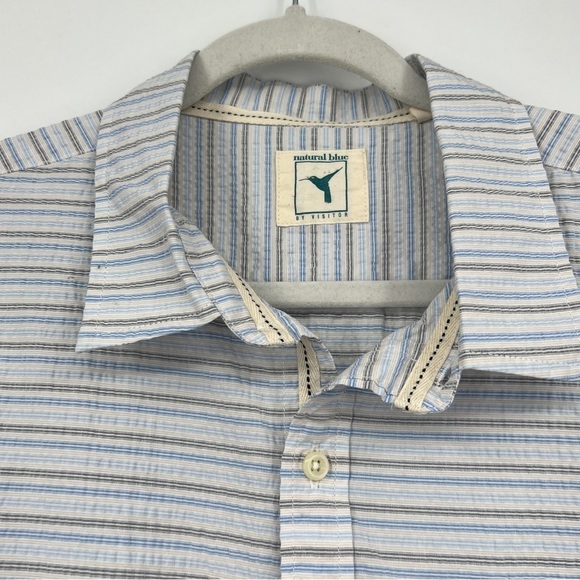 Natural Blue by Visitor Striped Multi Buttondown Collared Short Sleeves Shirt - Picture 3 of 11